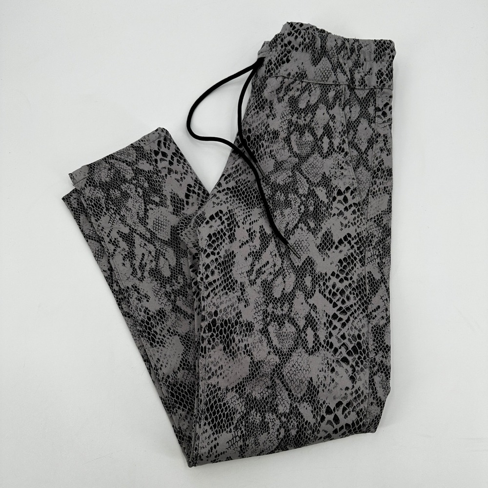 Bevy‎ Flog Grey Snakeskin Animal Print Drawstring Elastic Waist Slim Pants Sz 24